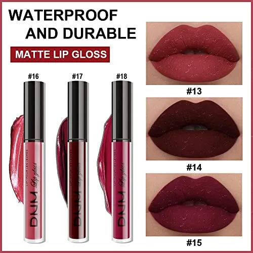 3Pcs Rose, Dark Red & Purple Matte 24-hour Liquid Lipstick Set