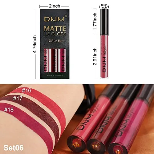 3Pcs Rose, Dark Red & Purple Matte 24-hour Liquid Lipstick Set