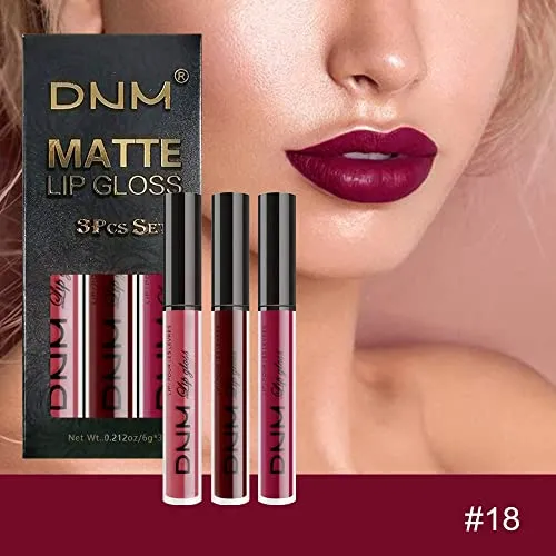 3Pcs Rose, Dark Red & Purple Matte 24-hour Liquid Lipstick Set