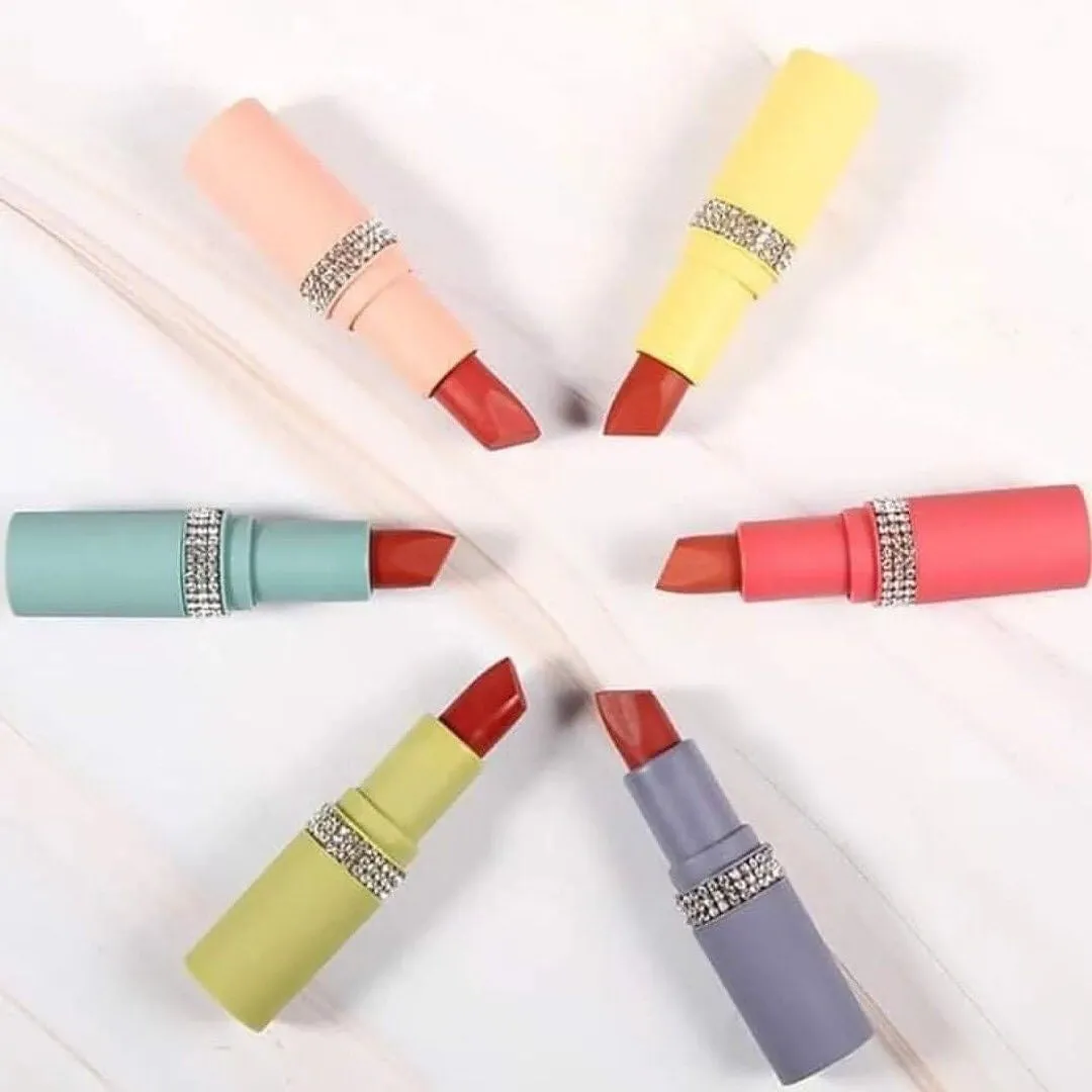 6pcs Heng Fang Diamond Matte Lipstick Set Waterproof & Long-lasting