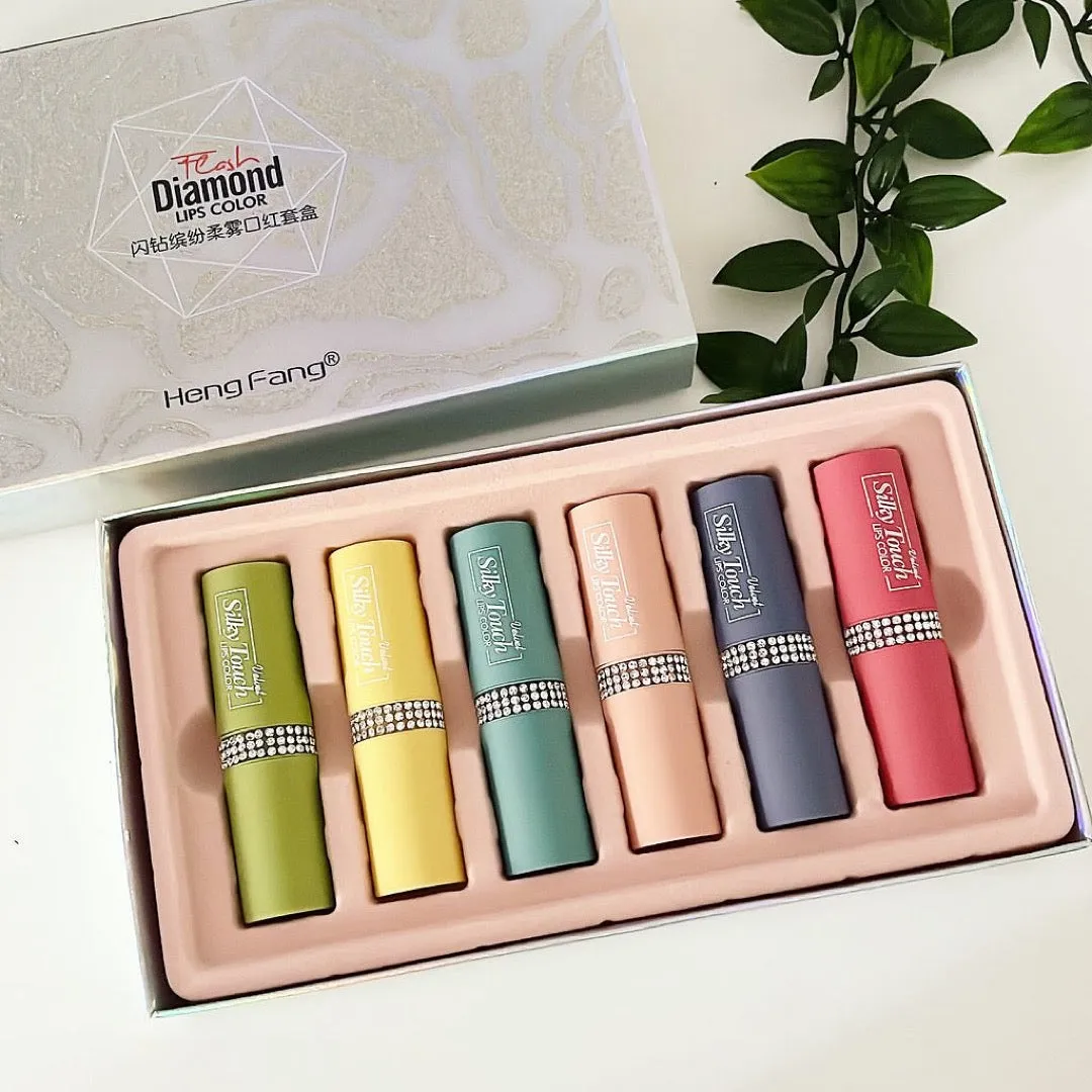 6pcs Heng Fang Diamond Matte Lipstick Set Waterproof & Long-lasting