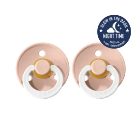 BIBS Colour GLOW Pacifier 2 Pack - Blush