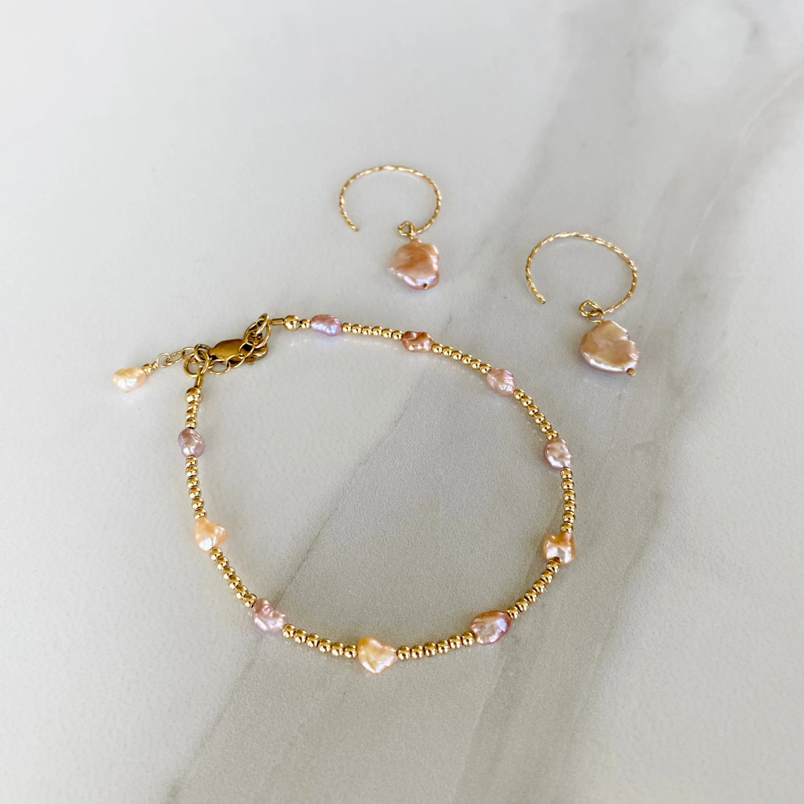 Blush Keshi Pearl Hoop Earrings