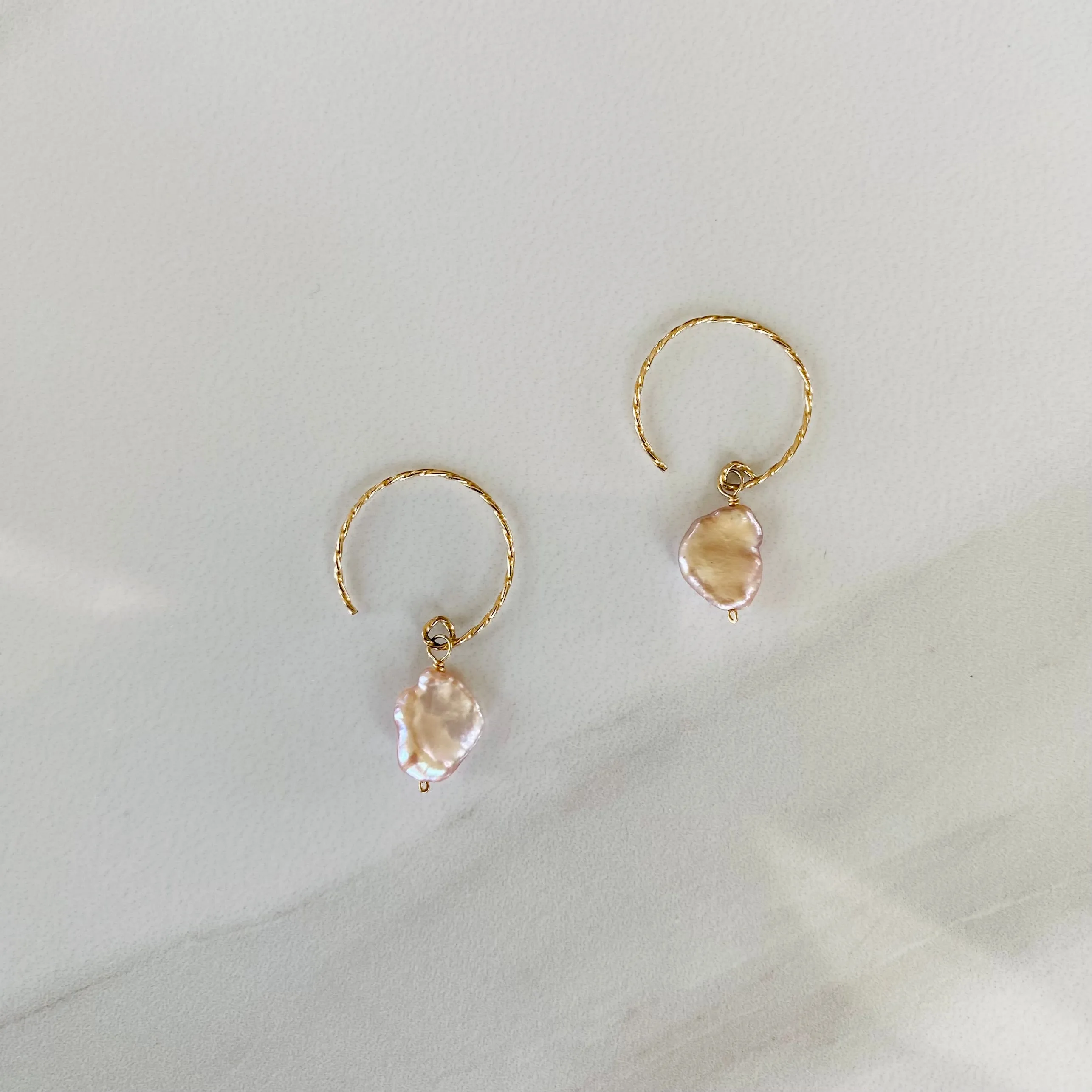 Blush Keshi Pearl Hoop Earrings