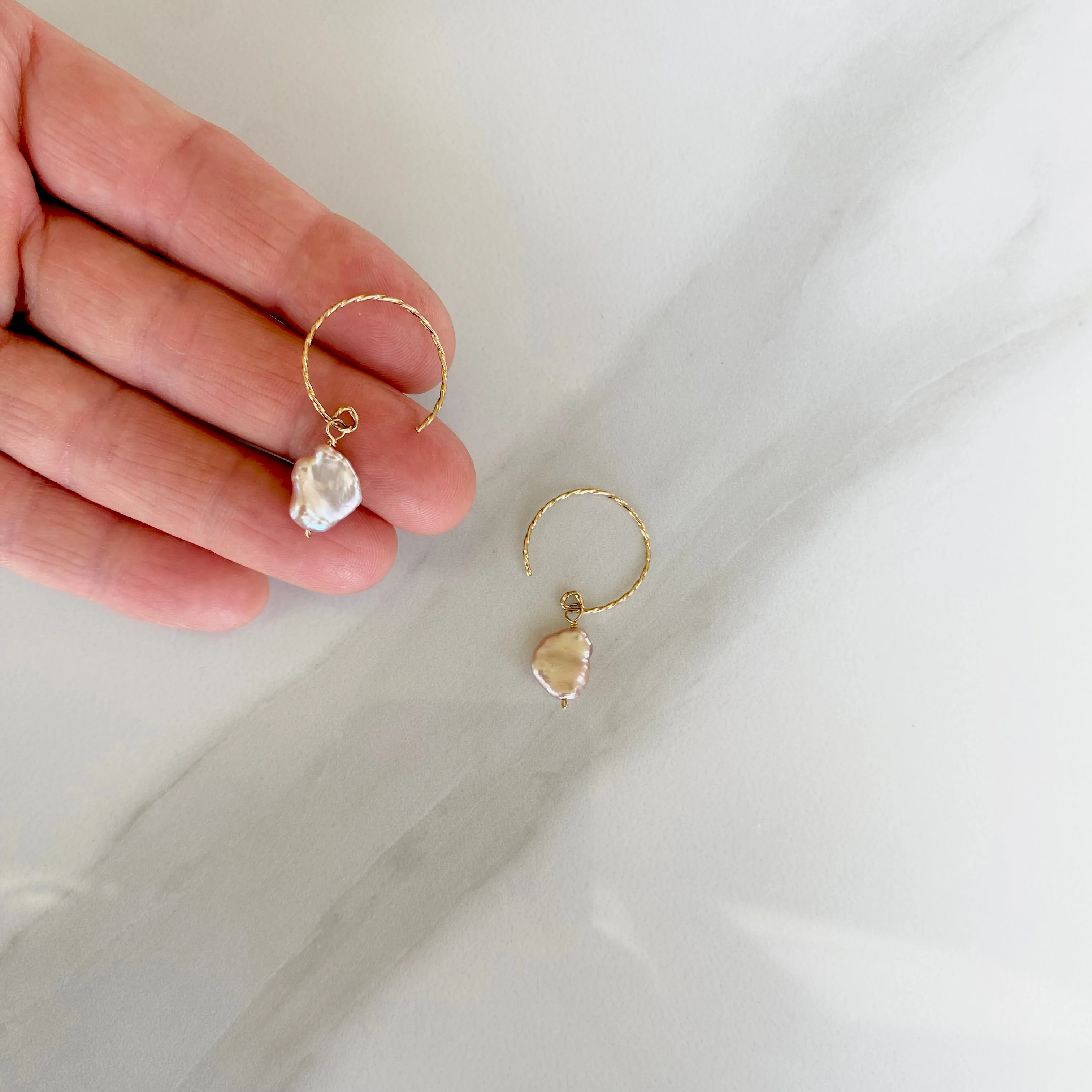 Blush Keshi Pearl Hoop Earrings