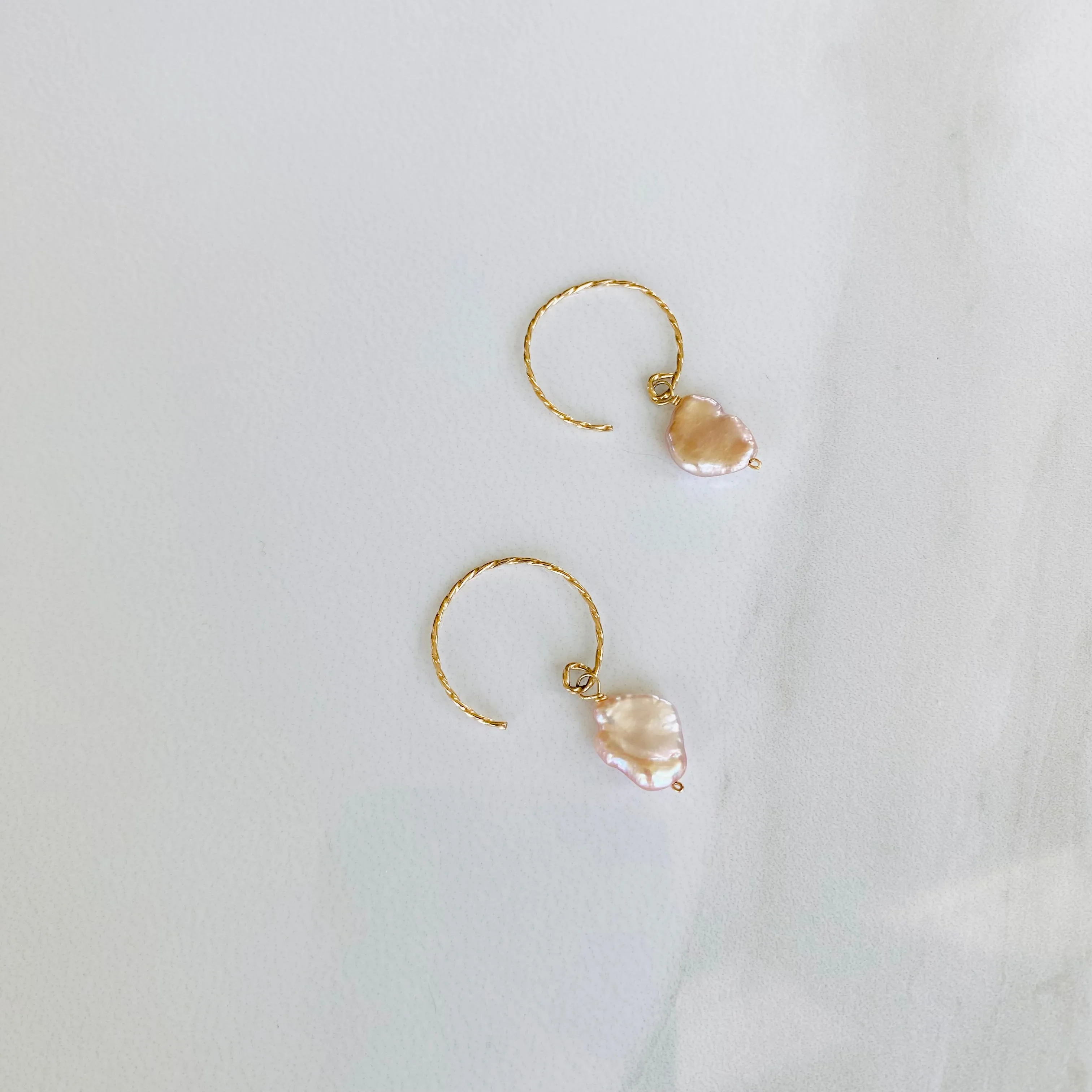 Blush Keshi Pearl Hoop Earrings