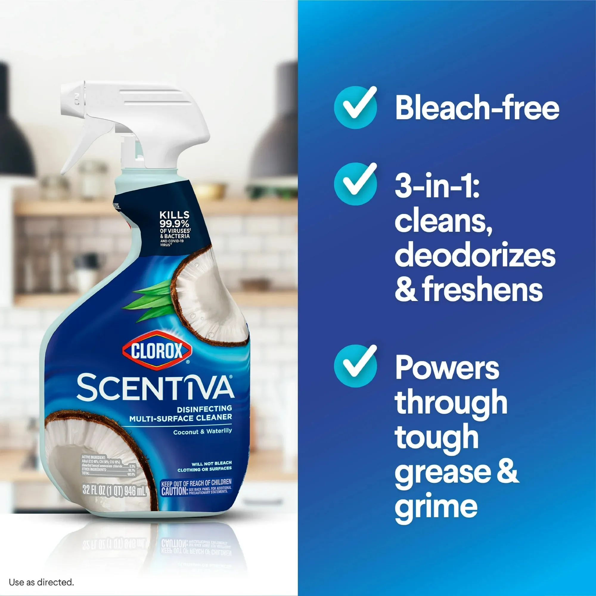 Clorox Scentiva Multi Surface Cleaner Spray, Pacific Breeze and Coconut, 32 fl oz