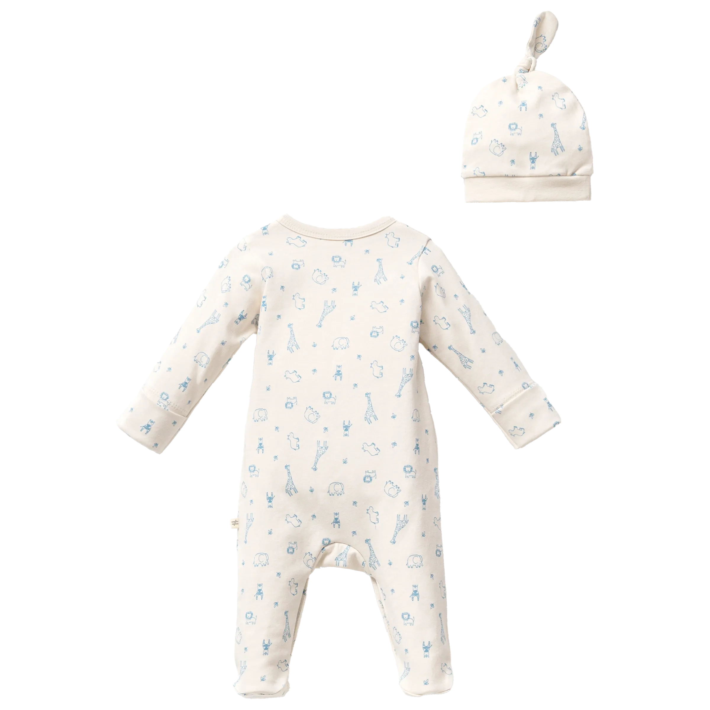 Cream Safari Print Babygrow & Hat