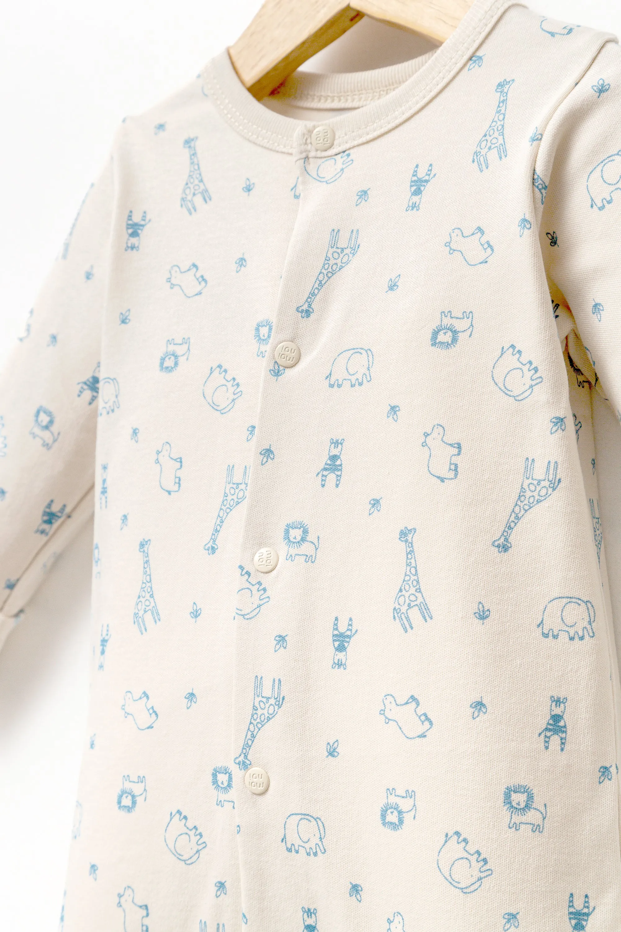 Cream Safari Print Babygrow & Hat