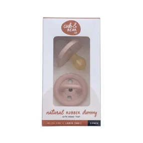 CUB & BEAR CO Natural Rubber Dummy Round Teat Large (6  Months) Blush Pink Twin Pack Pink Blush