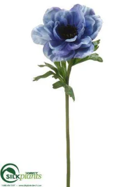 Silk Plants Direct Anemone Spray - Blue - Pack of 12