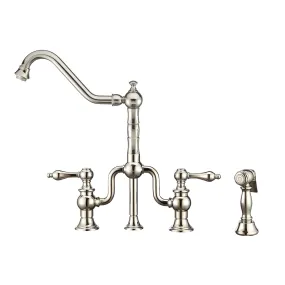 Whitehaus WHTTSLV3-9771-NT-PN Twisthaus Plus Bridge Faucet with Swivel Spout and Side Spray